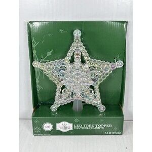 7.5" Holiday Time Star Multicolor LED Light Up Christmas Tree Topper NEW